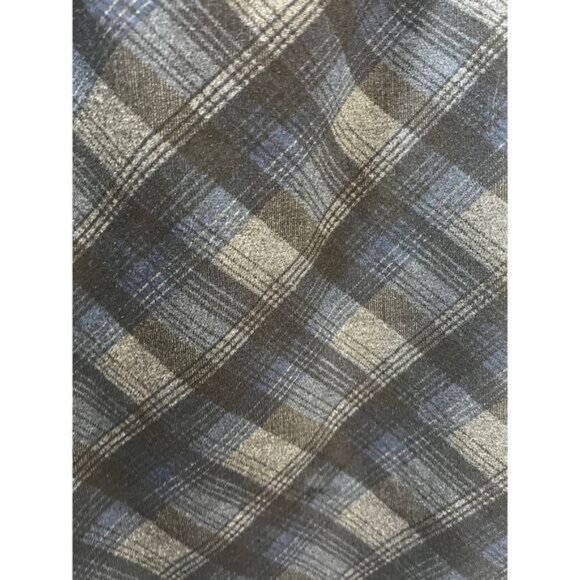 Vintage Plaid Pencil Skirt Blue & Gray Wool Blend Knee-Length Womens Size M - Picture 3 of 4